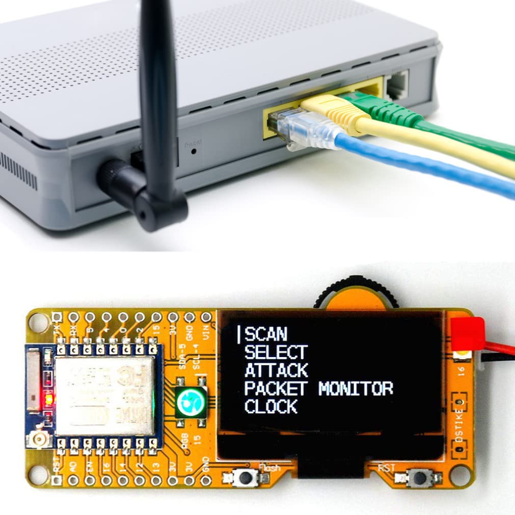 Test WiFi DeAuther ESP8266 Tablero de Desarrollo programable con Software de Pantalla OLED de 1.3 Pulgadas a Bordo de la Antena 2dB ESP8266 WiFi DeAuther111