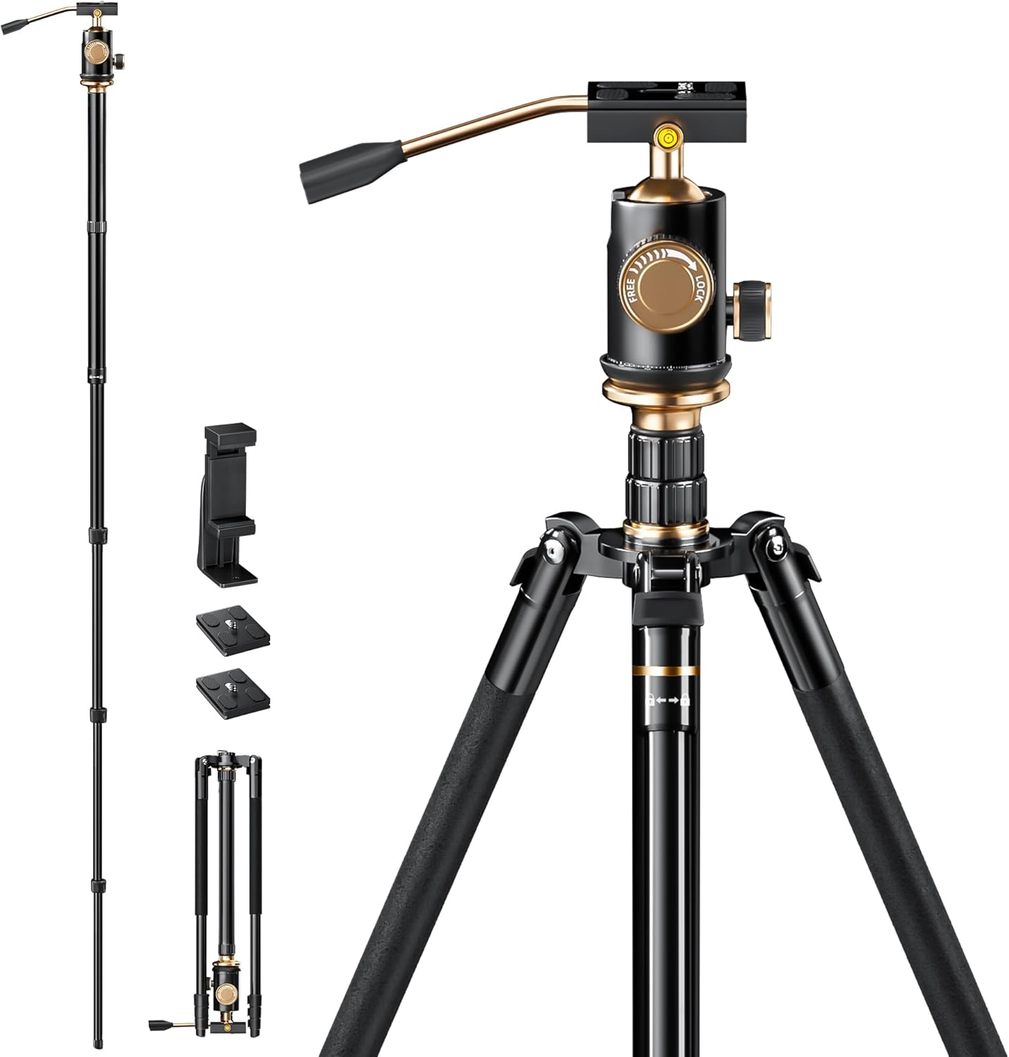 YoTilon Tripod for camera 77.2'', Aluminum Camera Tripod