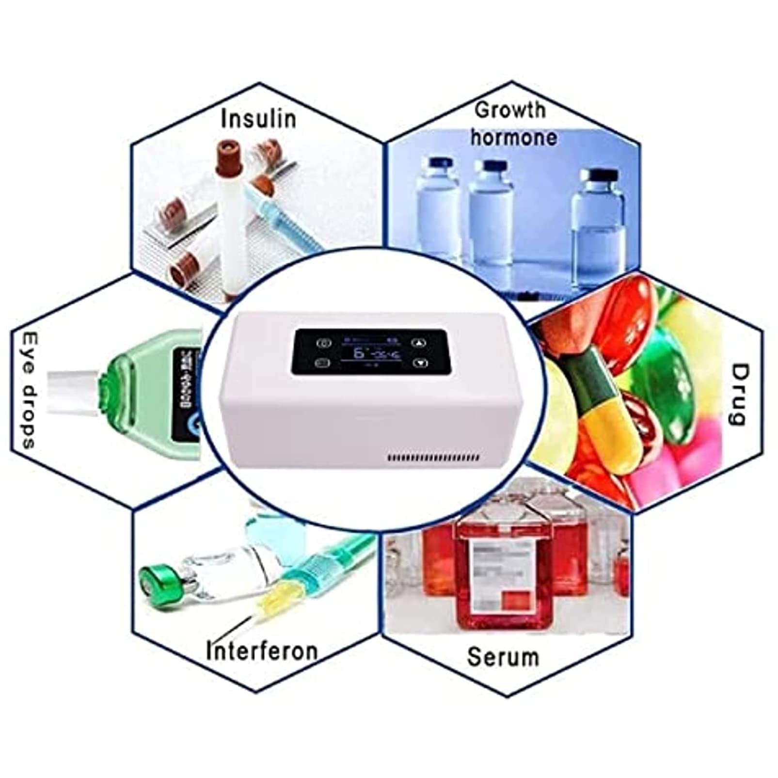 Mini dispositivo di raffreddamento per insulina, frigorifero portatile per farmaci 2-8 ℃ frigorifero diabetico, custodia da viaggio scatola di raffreddamento per medicina costante intelligente, per