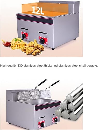 Miniatura 6 de Freidora de gas freidora de gas comercial freidora de doble canasta de acero inoxidable para restaurantes comerciales color  gas natural