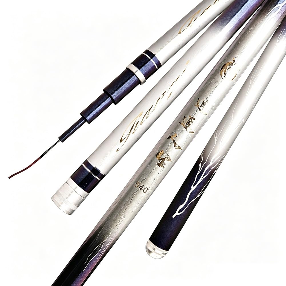YADLCR 3.6M-7.2M Telescopic Fishing Rod Carbon Extra-stiff Carp Fishing Rod(3.9m)