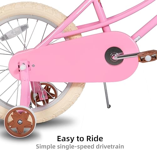 Miniatura 28 de JOYSTAR Bicicleta para niñas de 2 a 12 años, 12, 14, 16, 18 pulgadas, estilo retro, con ruedas de entrenamiento, bicicleta para niños de 20 pulgadas