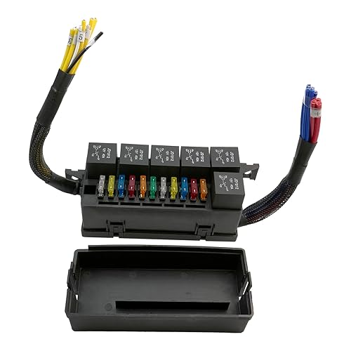 Miniatura 3 de Bloque de caja de fusibles y relés de 12 V, precableado automotriz, bloque de fusibles de 12 V con panel de relé, bloque de fusibles ATCATO
