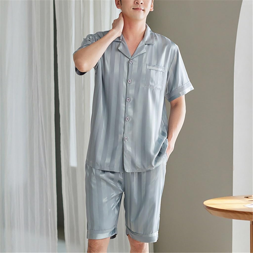 Ice Silk Pyjamas for Men Short-sleeved Shorts Thin Section Loungewear Can Be Worn Outside
