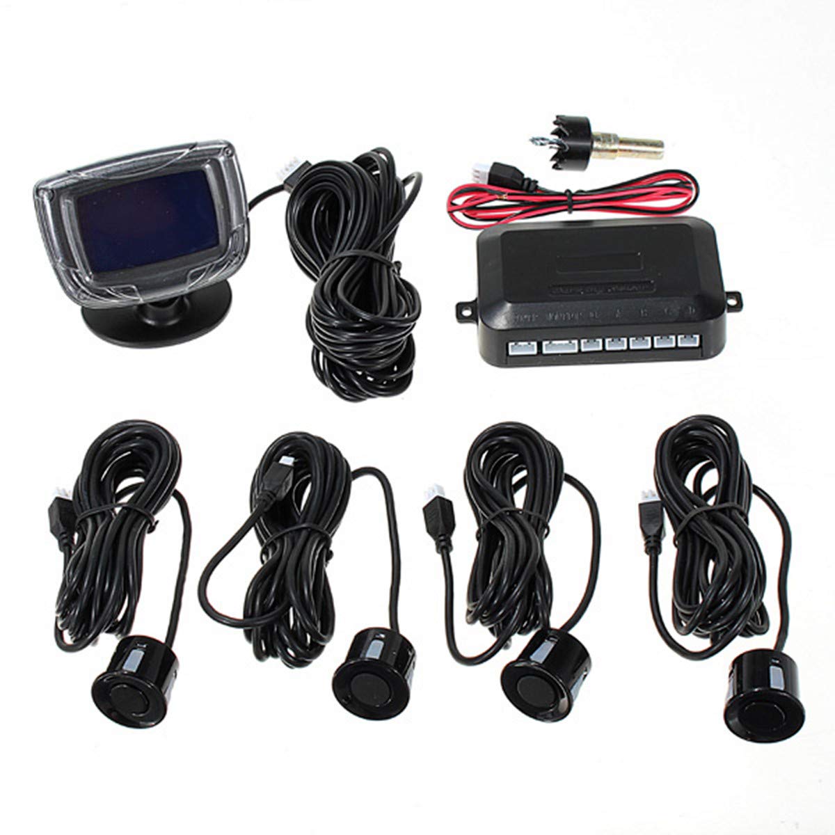 YONGYAO 4 Sensores de Aparcamiento de Coches Inversa Pantalla LCD Trasera de Alarma de Radar Frontal del Sistema de Copia de Seguridad