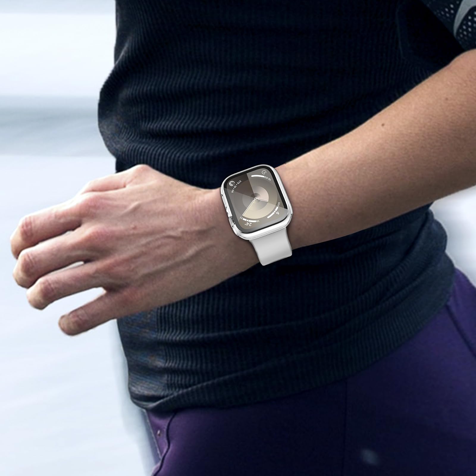3-in-1 Goton wasserdichte Hartschale für Apple-Watch-Displayschutzfolie, 41 mm, 360° schlank, vollständiger Schutz aus gehärtetem Glas und Rückseite aus hartem Polycarbonat, für iWatch Serie 9/8/7, 41
