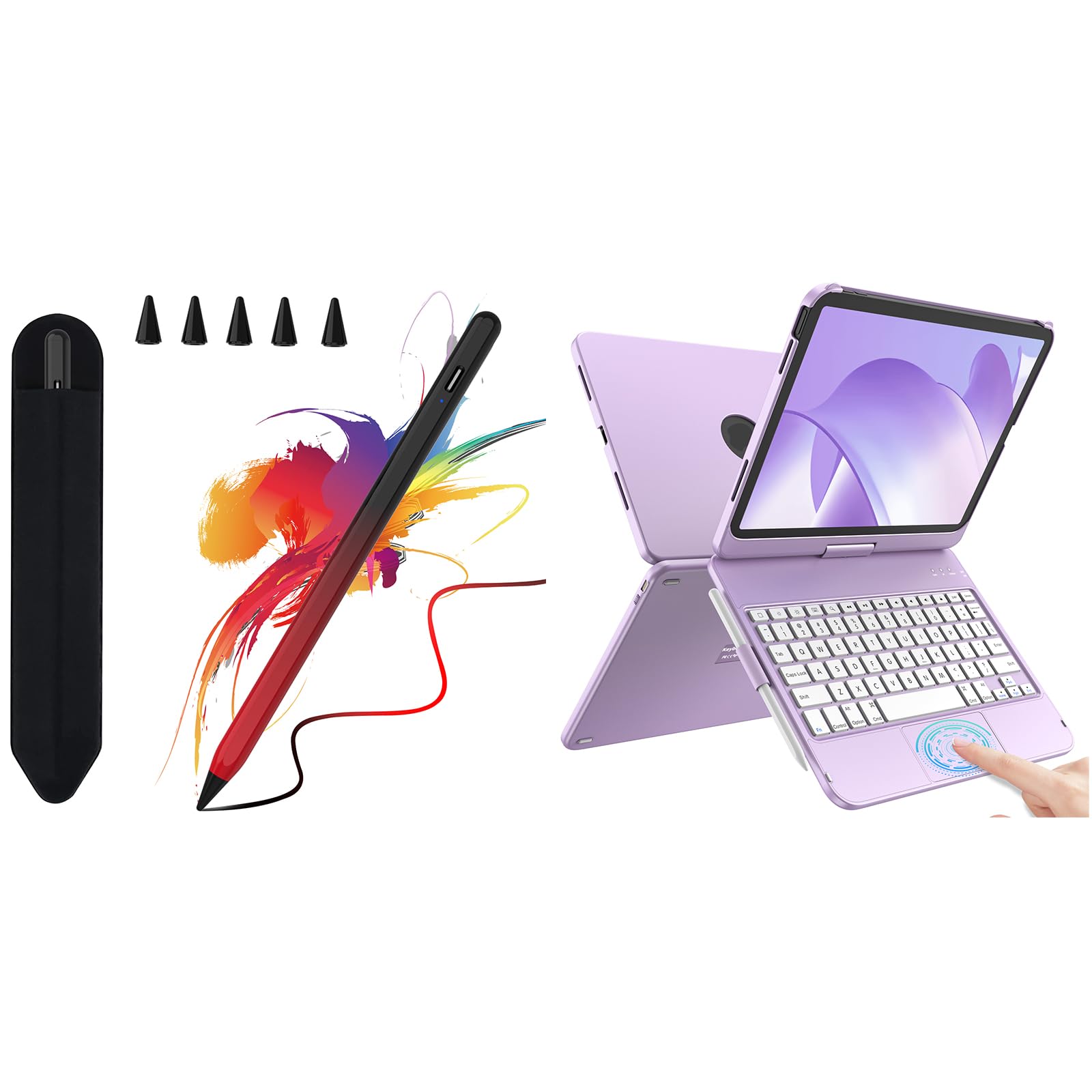 Tqq Touchpad Keyboard Case For Ipad 10th Generation Light Purple