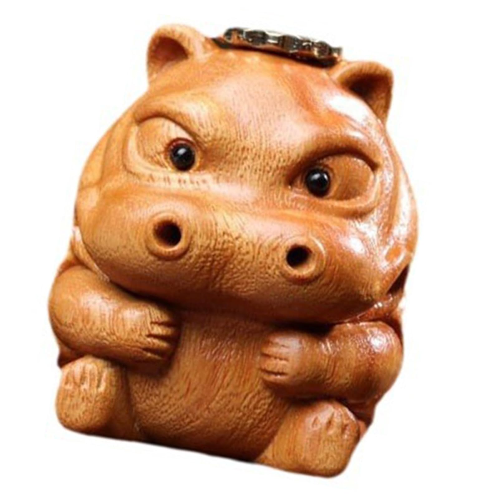 Oxxggkao Wood Backflow Incenses Holder Carving Cow Hippo Statue Ornament Incenses Cone Burners Furnaces for Meditations Decors Handcraft Wood Carving Holder