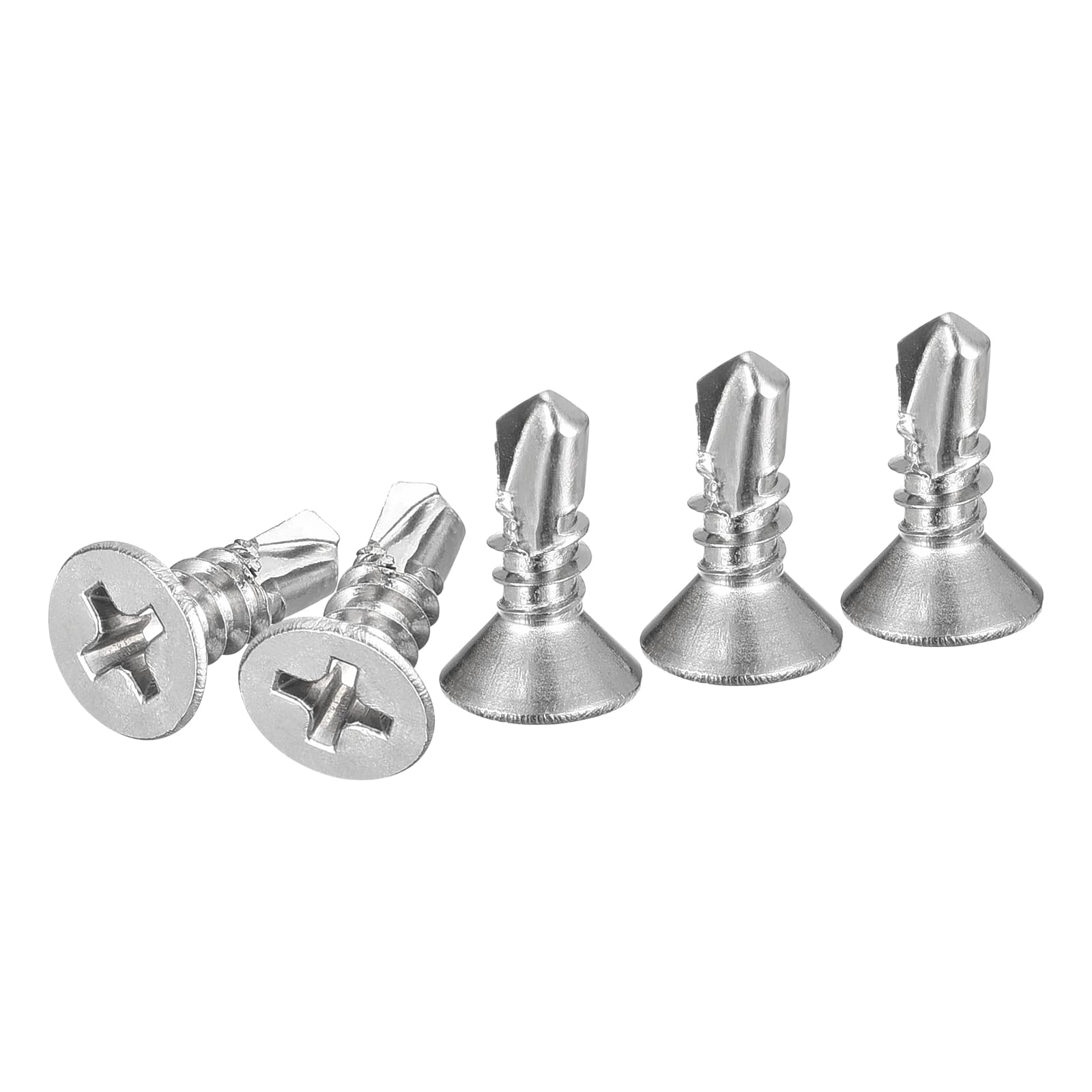 DTGN 100Pcs ST4.2x13mm Self Drilling Screws, 304 Stainless Steel Flat Head Phillips Sheet Metal Screw