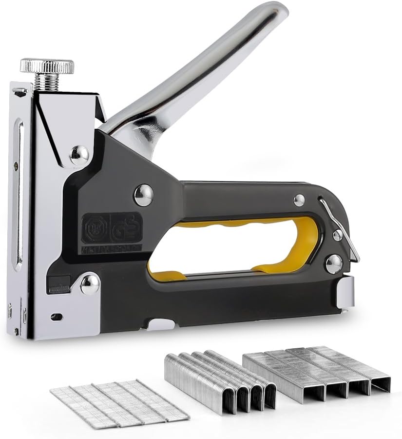 Staple Gun with Staples, 3 in 1 Heavy Duty Staple Gun Kit, Upholstery Stapler for Fixing Material, Decoration, Carpentry, Furniture, Doors and Windows