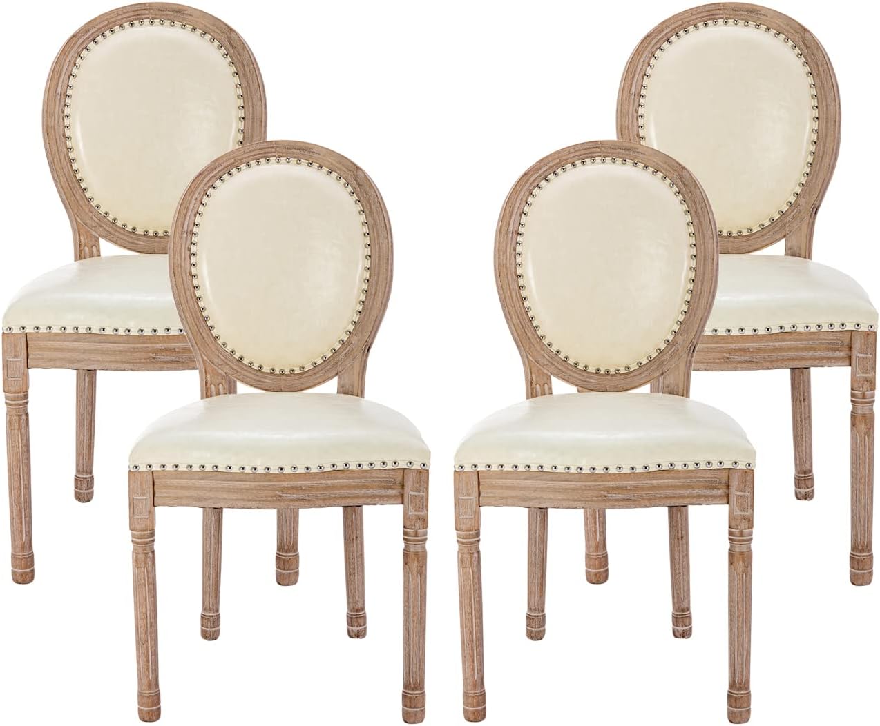 Nrizc French Country Dining Chairs Set of 4, Leather