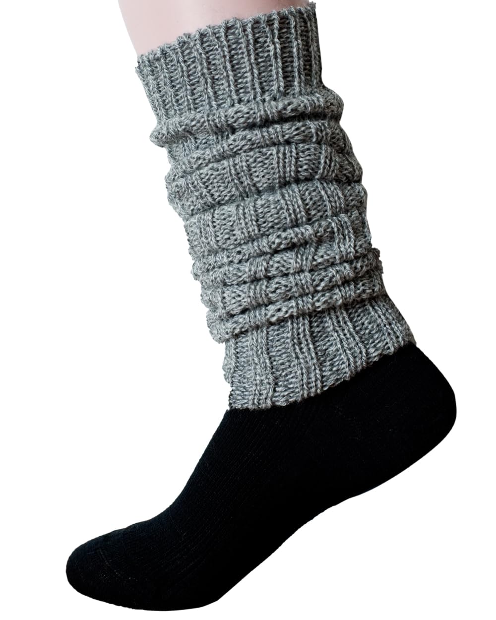 Hirsch Natur Unisex Light Grey Norwegian Mottled Leg Warmers, 100% Wool (Kbt), 50 Cm Lang