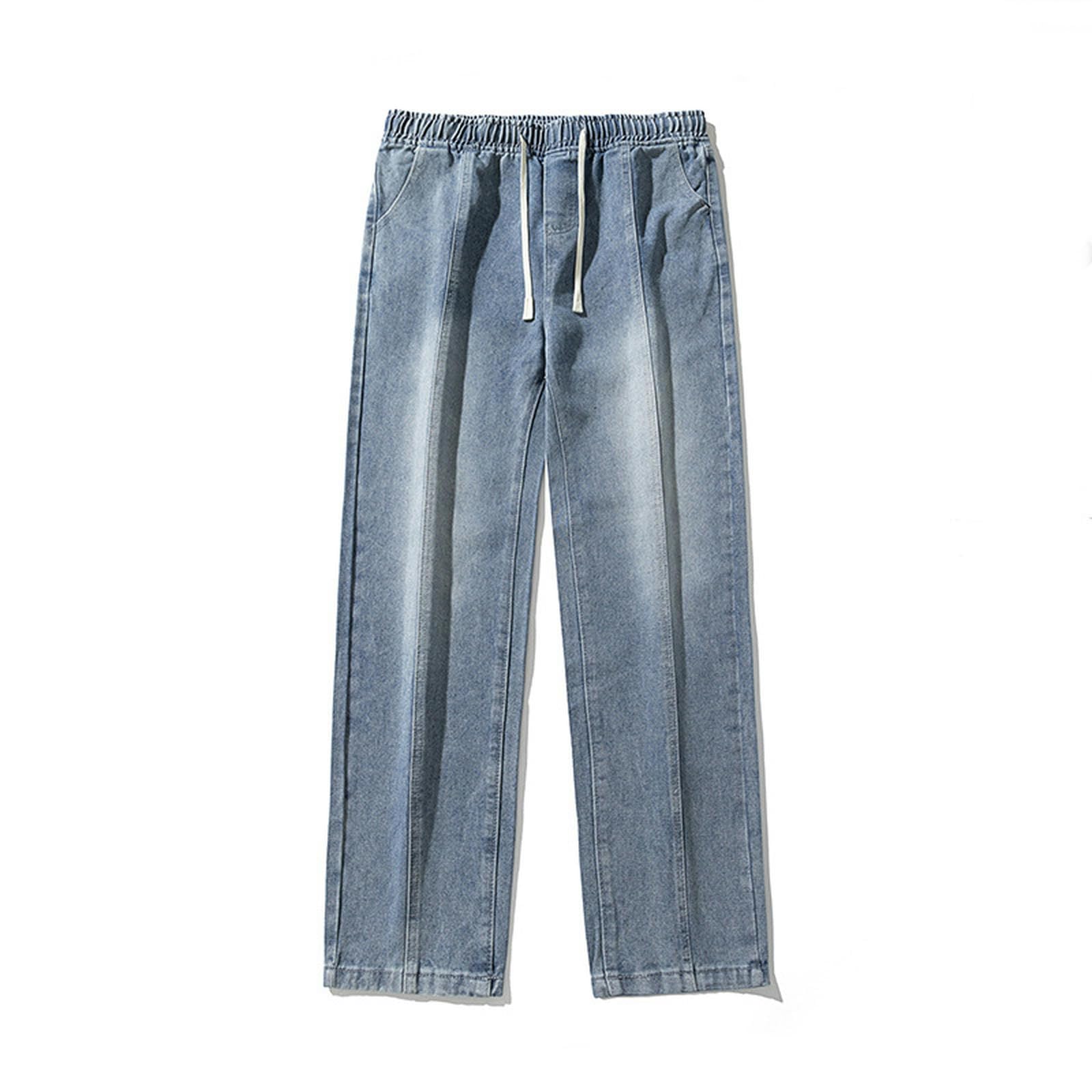 Jeans Azzurri da Uomo, Stagione per Adolescenti, Pantaloni Larghi e Dritti, Pantaloni da Ragazzo - Neri - XXL