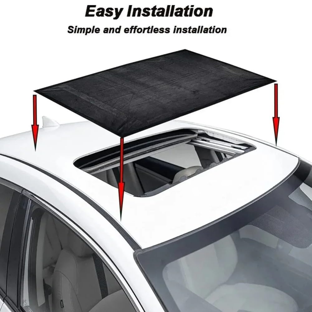 Rete parasole per tetto apribile per auto, rete traspirante, anti-insetti, copertura isolante termica per auto, camion, SUV, riduzione dell'abbagliamento, protezione per la privacy, 95 x