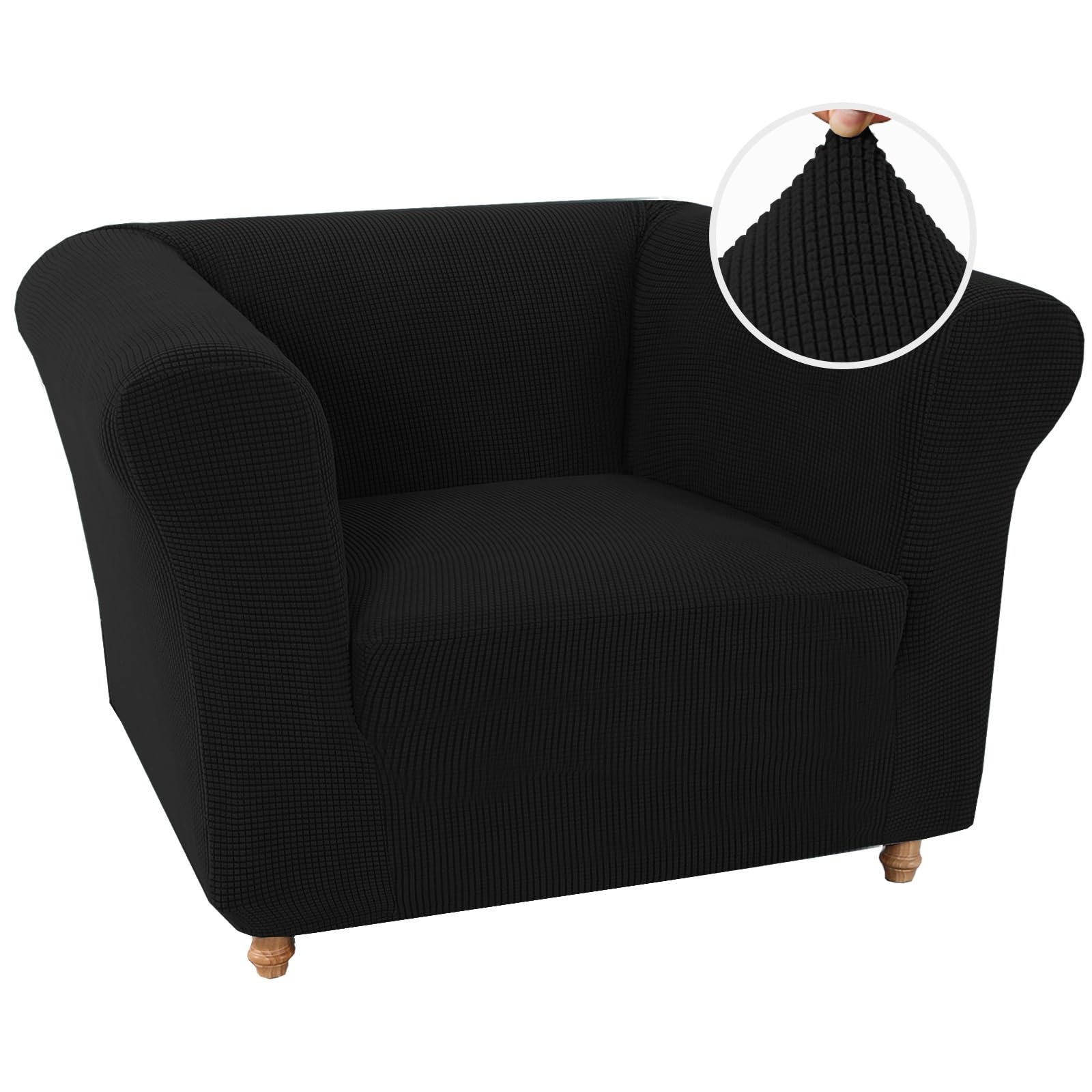 BXFUL Stretch Chesterfield Sofa Cover 1 Piece Couch Cover for Living Room Soft Non-Slip Sofa Slipcover Furniture Protector for Dogs Feature Thick Jacquard Fabric (Chair,Black) — image 1
