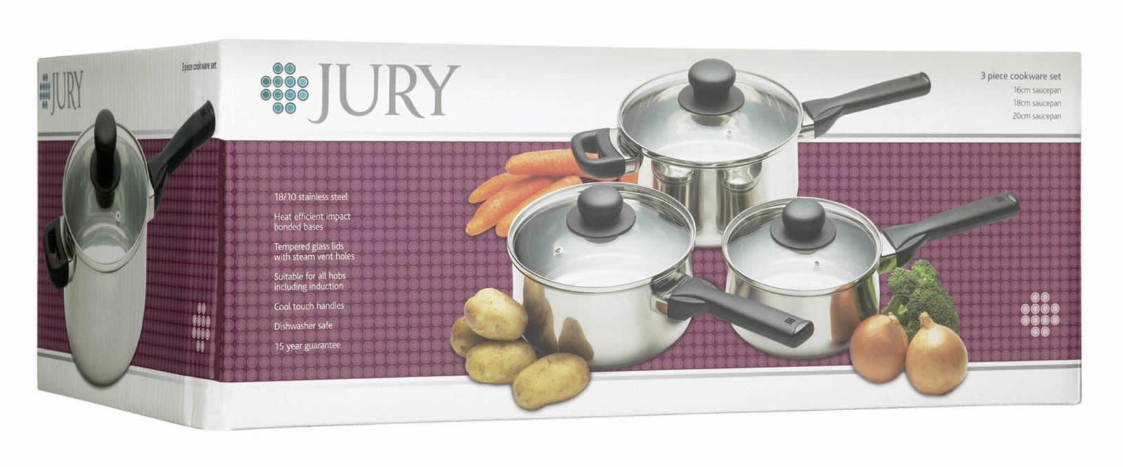 Kitchen Craft Jury - Juego de cazos de acero inoxidable