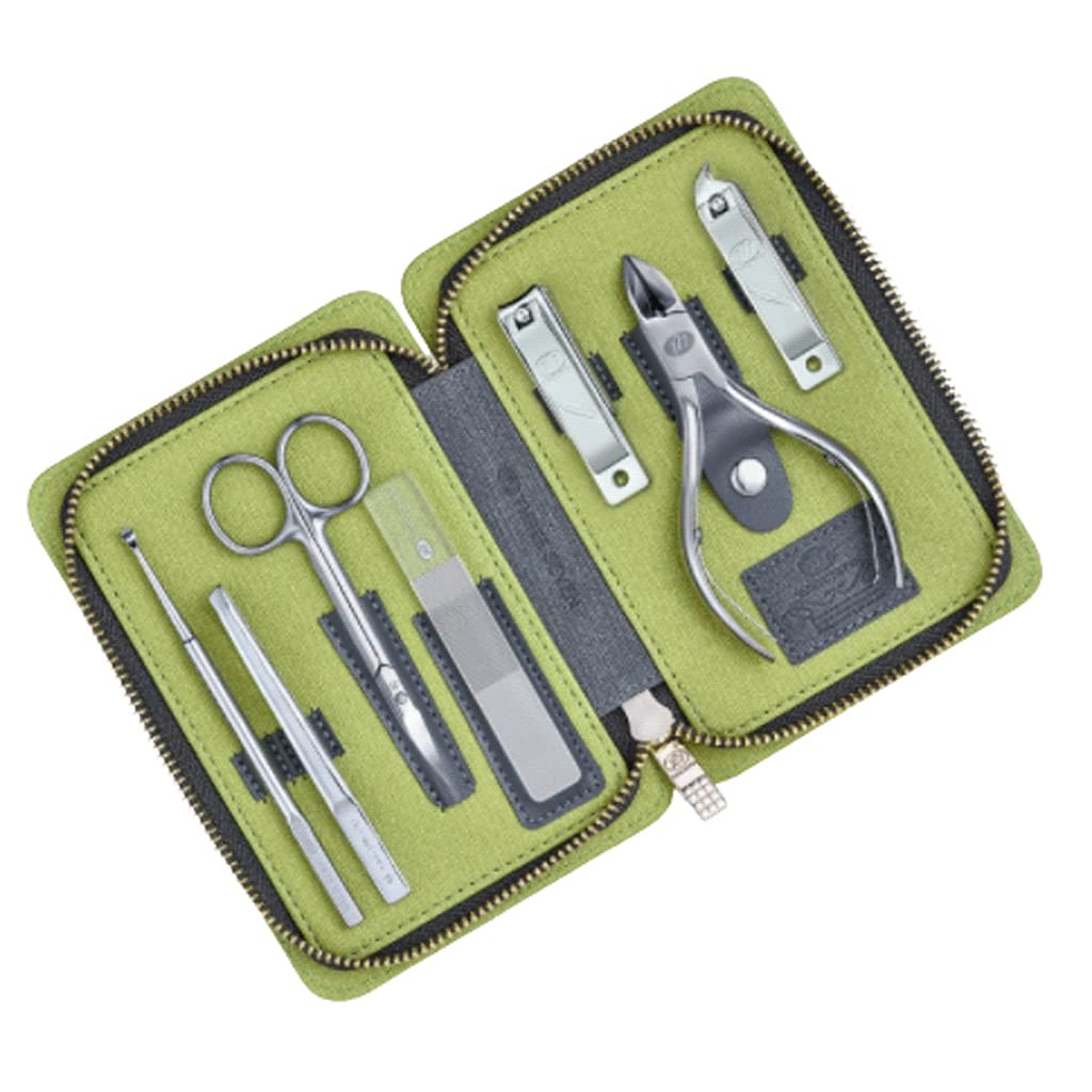 Set professionale per manicure, 7 in 1, set professionale per pedicure, forbici per unghie, kit da toelettatura con viso, cuticole e cura delle unghie, portatile, sicuro da viaggio (colore