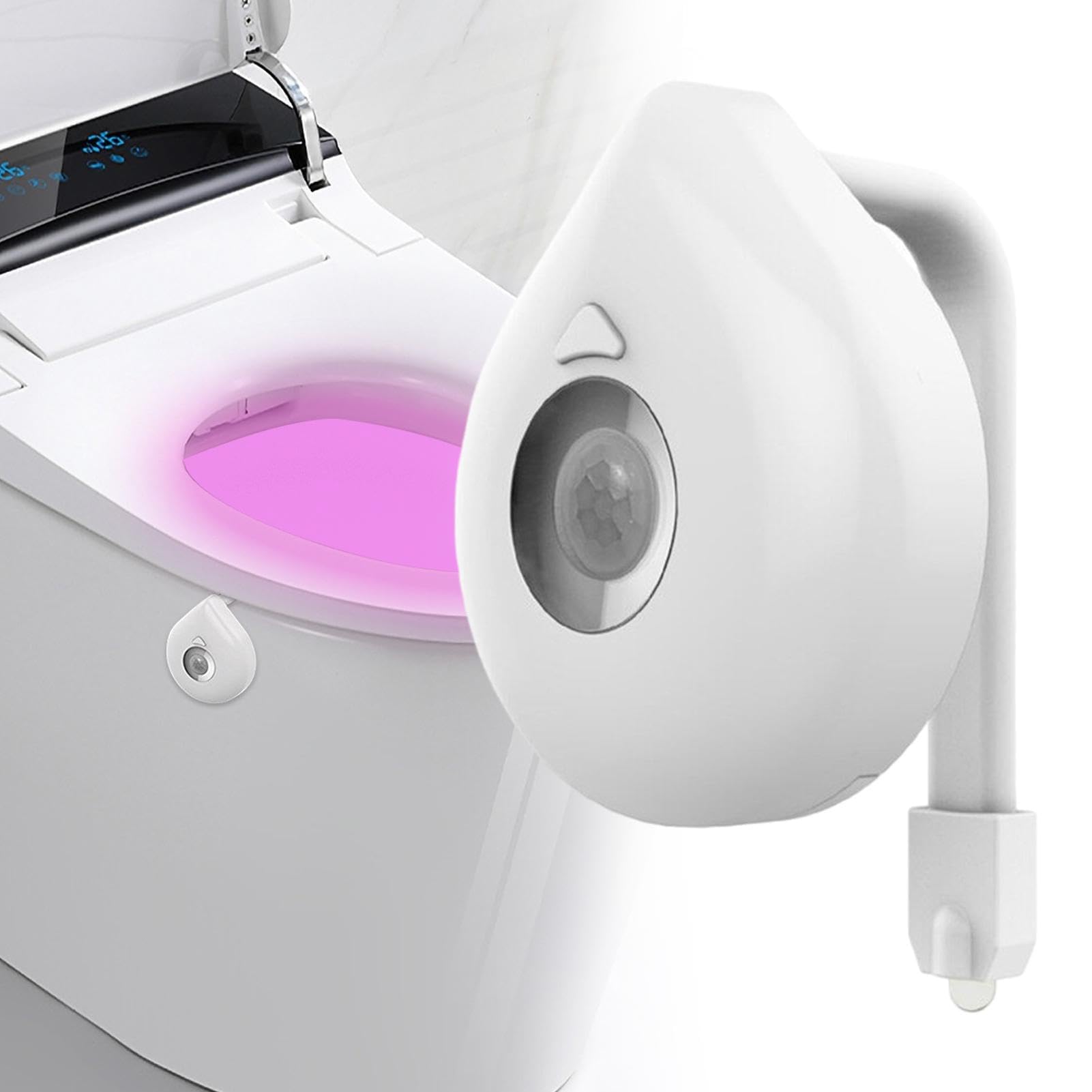 Bewegungsaktiviertes Toilettenschüssel-Licht, 8 Farbwechsel-LED-Nachtlicht für Badezimmer, intelligentes batteriebetriebenes Toilettenlicht für Zuhause, Wohnung und Hotel