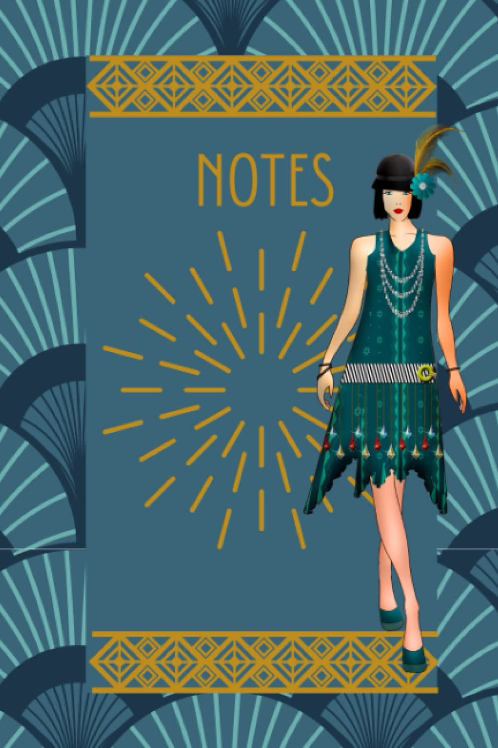 Art Deco Notebook: 180 page Vintage Journal with Flapper