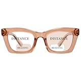 ZESAKER Bifocal Reading Glasses for Women Oversized Square Frame Clear Top Progressive Readers for Women Blue Light Blocking Computer Readers with Spring Hinges (Champagne, 2.0)
