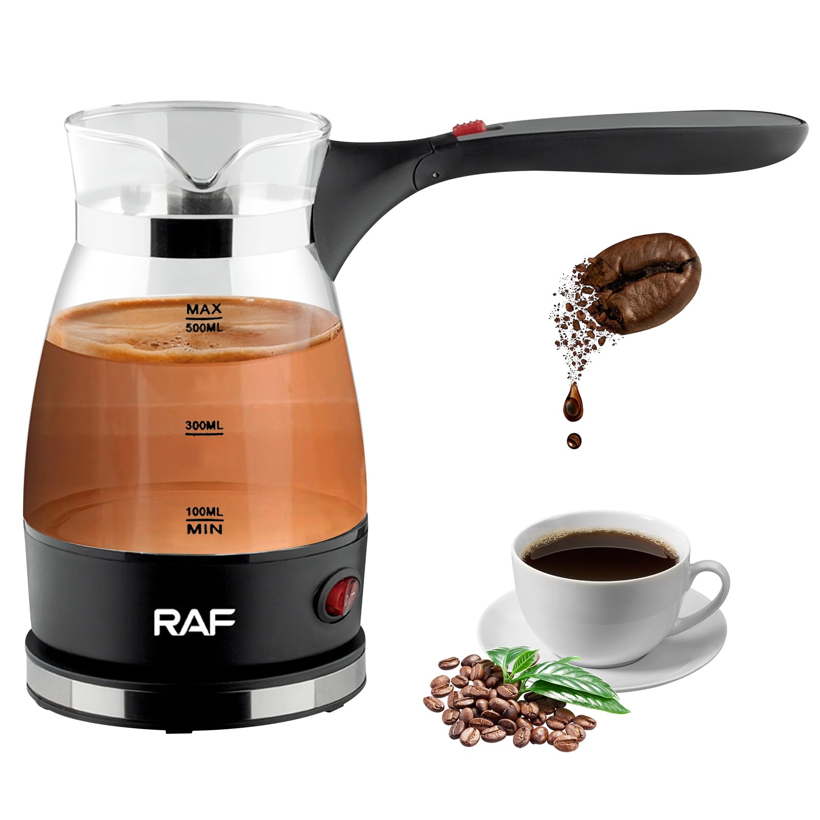 BAIFULAI Türkischer Kaffeekocher,600ml Turkish Coffee Pot, Espressokocher Induktion,Elektrische Türkische Kaffeekanne Teekanne Espressokocher Camping Kaffeekocher Mokkakanne Turkish Coffee Maker