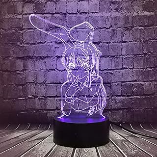 Bunny Girl 3D LED Table Lamp Senpai MAI SAKURAJIMA Kawaii Night Light Birthday Gift Anime Illusion USB Desk Lamp Remote Control 16 Colors Change Mood Lampara Chilrdren Bedroom Sleep Decor Kid Toy