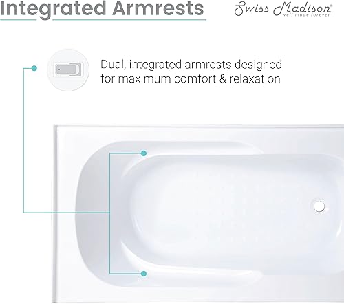 Miniatura 9 de Swiss Madison Well Made Forever SM-AB546 Hiedra - Tina de alcoba 60 x 30 pulgadas blanco brillante