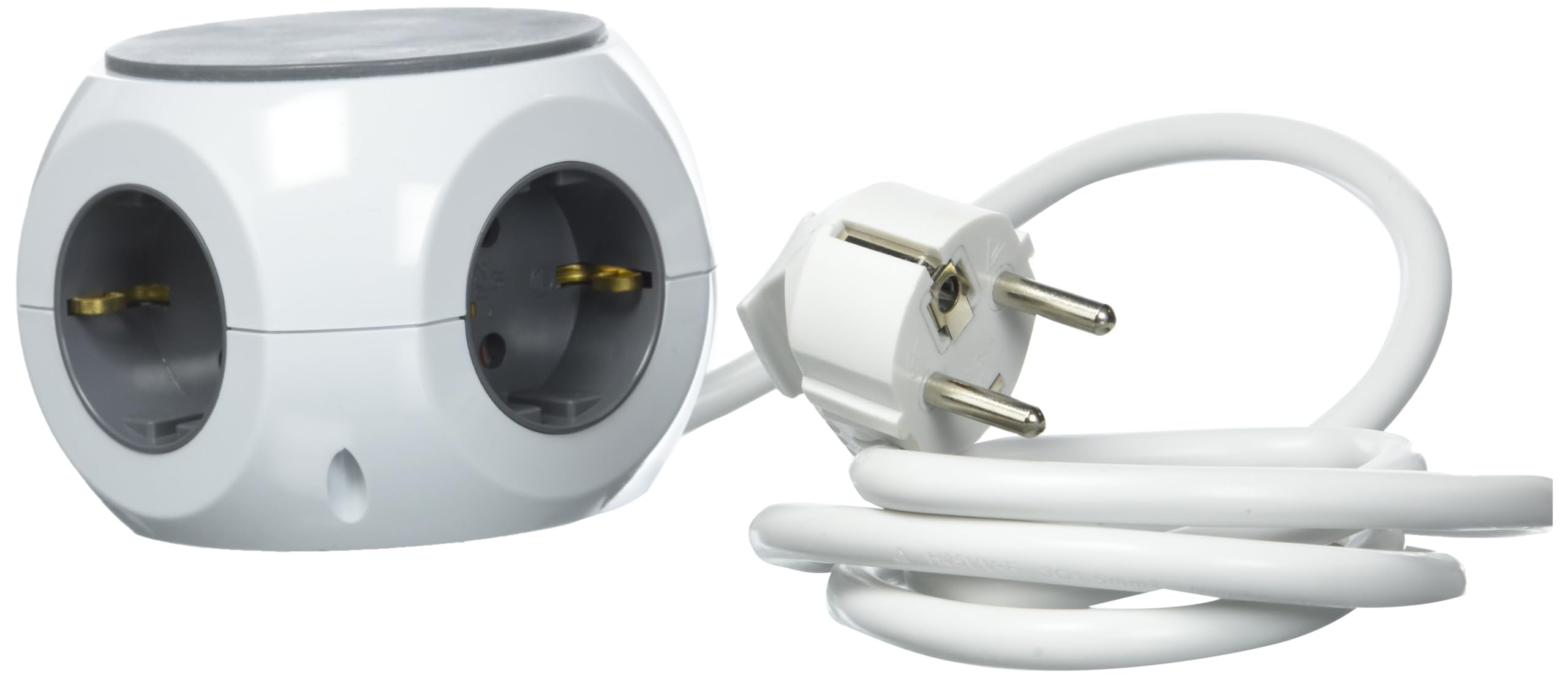 UNITEC Multipresa | 3 prese Schuko | 3 porte USB | Ciabatta elettrica a forma di cubo | Ideale per scrivania | Rivestimento antiscivolo | Bianco