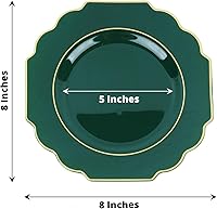 Vista 3 de Efavormart - Paquete de 10 platos de postre de plástico duro verde esmeralda de 8 pulgadas, vajilla desechable, platos barrocos resistentes