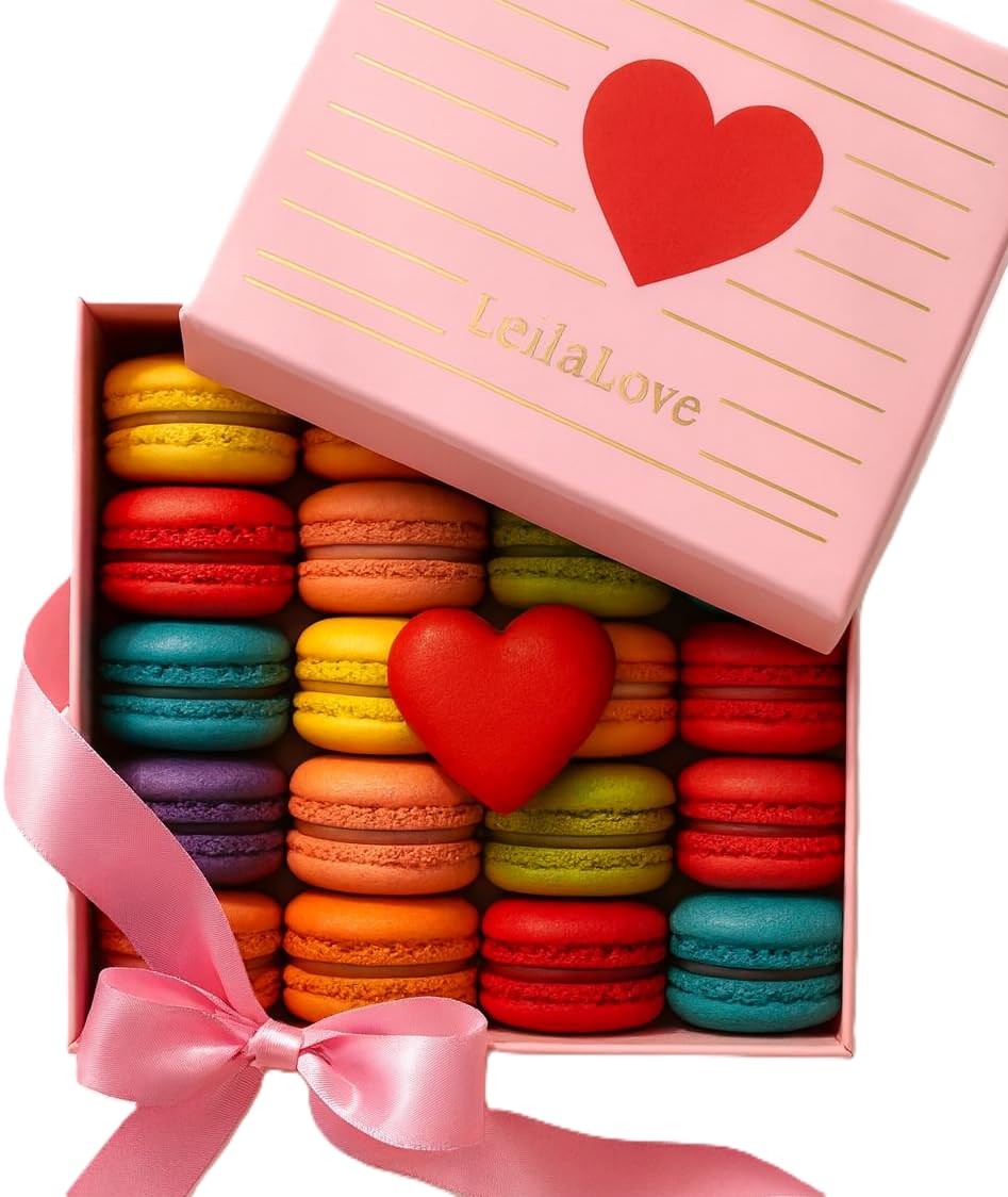 LeilaLove Macarons- 15 Valentine specialty Macarons in gift box may varies in colors & style