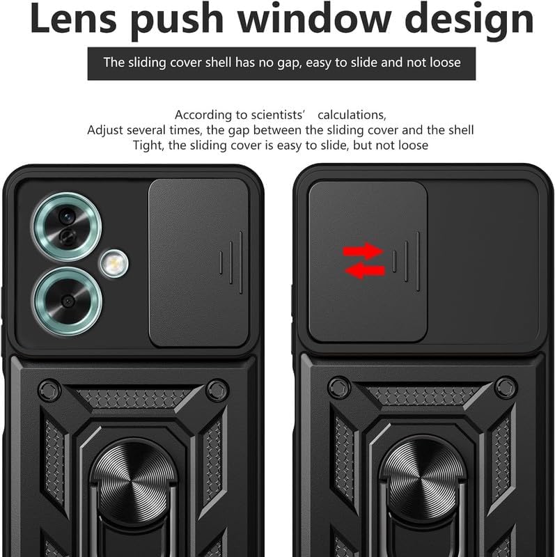 Image of AIBEX Back Cover for Oppo A79 5G | D10 Tough Armor Case | Sliding Camera Shield | 360 Protection | Kickstand Ring Holder | Military-Grade Shockproof Bumper Case