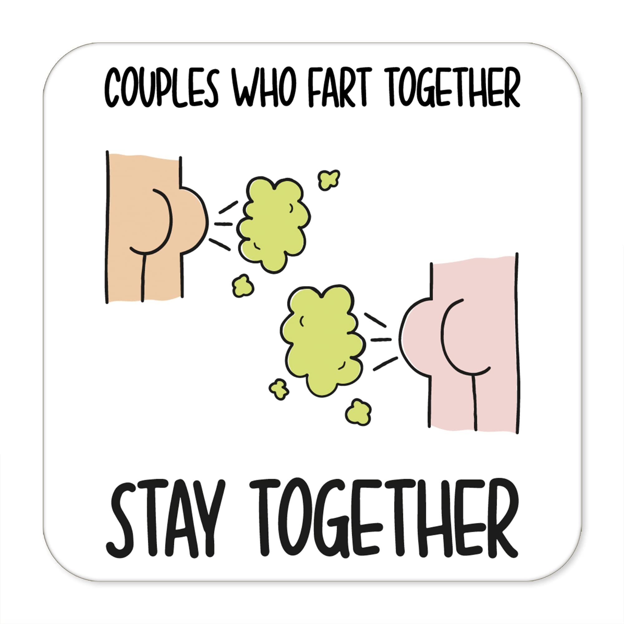 Funny Valentines Gift, Couples Gift, Anniversary Coaster, Gift for Husband, Couples Who Fart Together, For Boyfriend Present