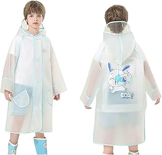 Chubasquero niños 140 primavera, verano niños niñas color sólido abotonado poncho grueso impermeable ponchos lluvia niños reloj azul