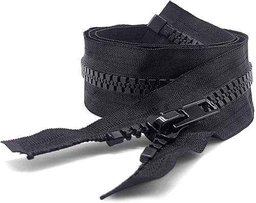 Miniatura 5 de Sawoake #10 Chaqueta separadora de níquel negro de 29 pulgadas con cremallera de plástico moldeado negro, metal resistente para abrigos de costura,