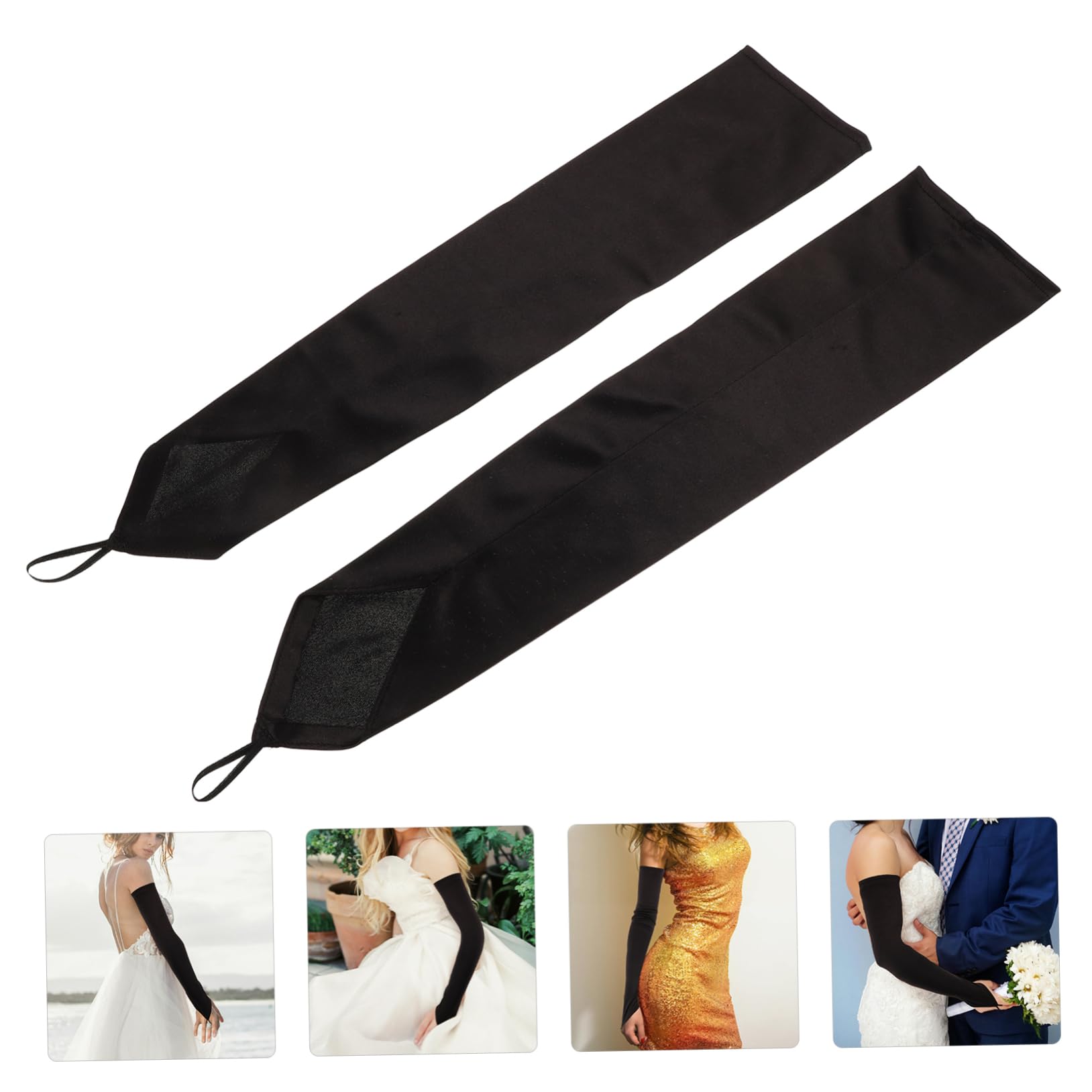 Beavorty Maniche in Pizzo Nero Guanti Di Raso Guanti in Rete Nera Guanti Di Pizzo Nero Guanti Lunghi Neri Da Donna Formali Guanti Da Braccio Per Donna Nylon Black