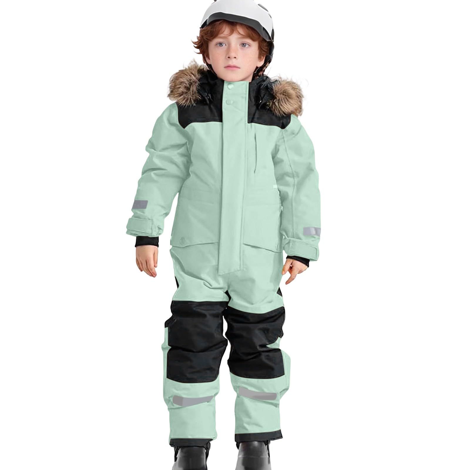 Traje de nieve impermeable para niños, overol de esquí de una pieza, traje de nieve con forro polar para niñas y niños, chaqueta de esquí con capucha para exteriores, traje de softshell