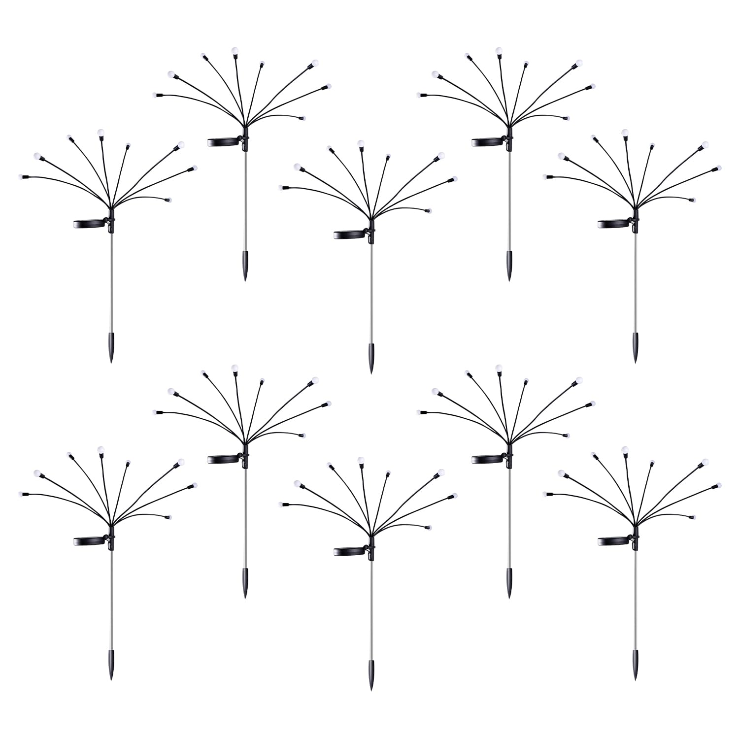 KunHePack of 10 Solar Garden Lights Solar Powered Firefly Lights Outdoor Waterproof Wind Dance Garden Decor Solar Outside Pathway Lights Patio Lights Fairy Garden Accessories