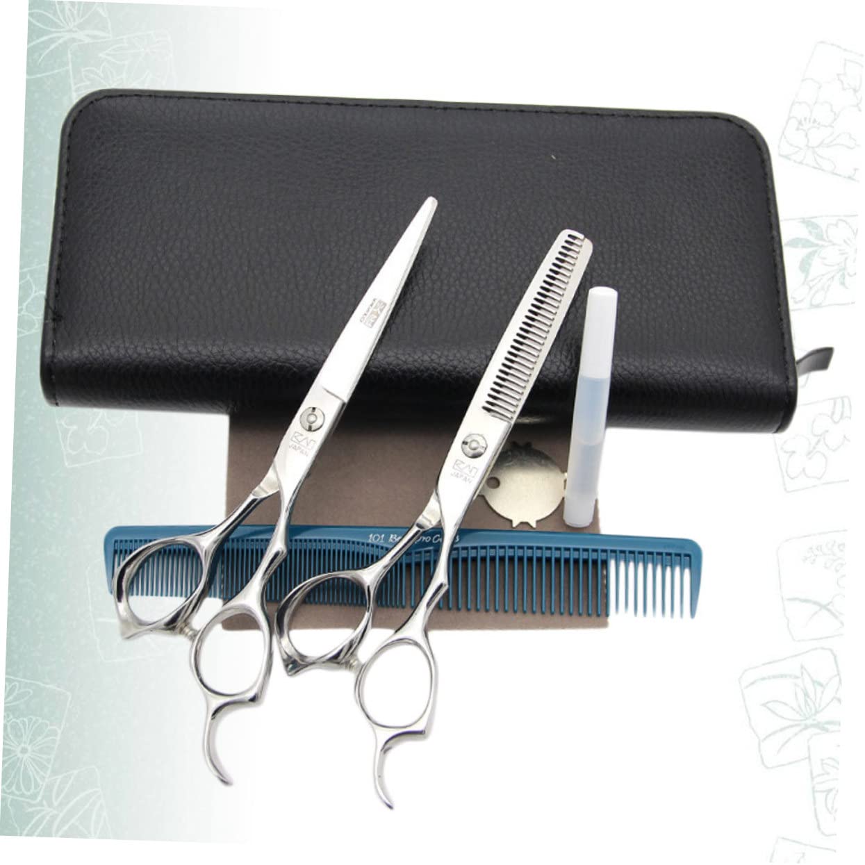 Beavorty Juego de Tijeras Cabello de Acero Inoxidable, 2 Piezas, Corte Recto y Entresacado, Uso Seguro y Cómodo para Barbería y Hogar