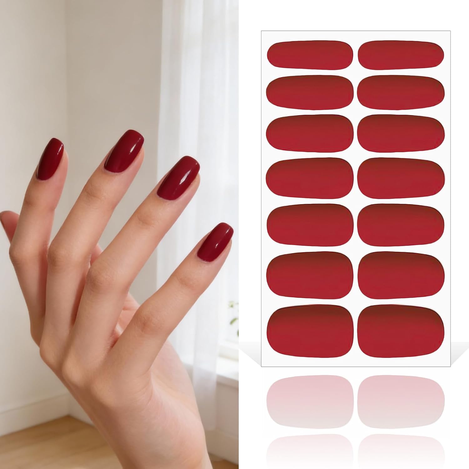 20 Sheets 280 Pcs Pink&Purple Series Nail Polish Stickers Full Nail Wraps for Women, Solid Gel Nail Strips Stick On Nails Polish Wraps for Nails Designs Fingernail Gel Polish Stickers