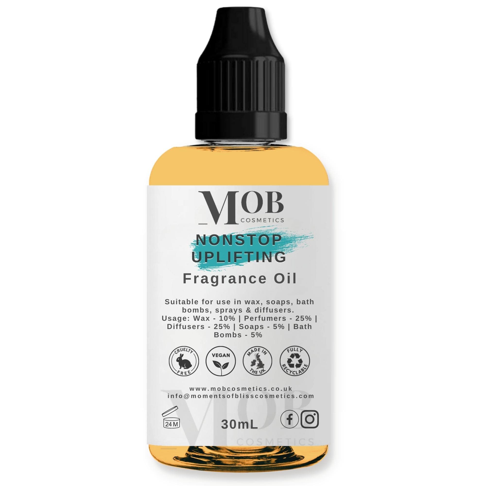 Nonstop Uplifting Luxury and Designer Fragrance Oil | Highly Concentrated | Perfect for Candles, Soaps, Bath Bombs, Diffusers, Wax Melts | UK Made | Vegan (Nonstop Uplifting, 30ml)