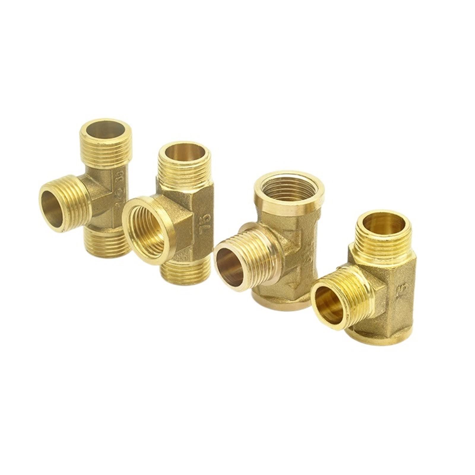 Rohr-T-Stücke, Messing-Schlauchverbinder, 1/8 bis 1 Zoll BSP-Gewinde for Wasser, Kraftstoff, Gas, Gummihammer(F M M,1/2inch)
