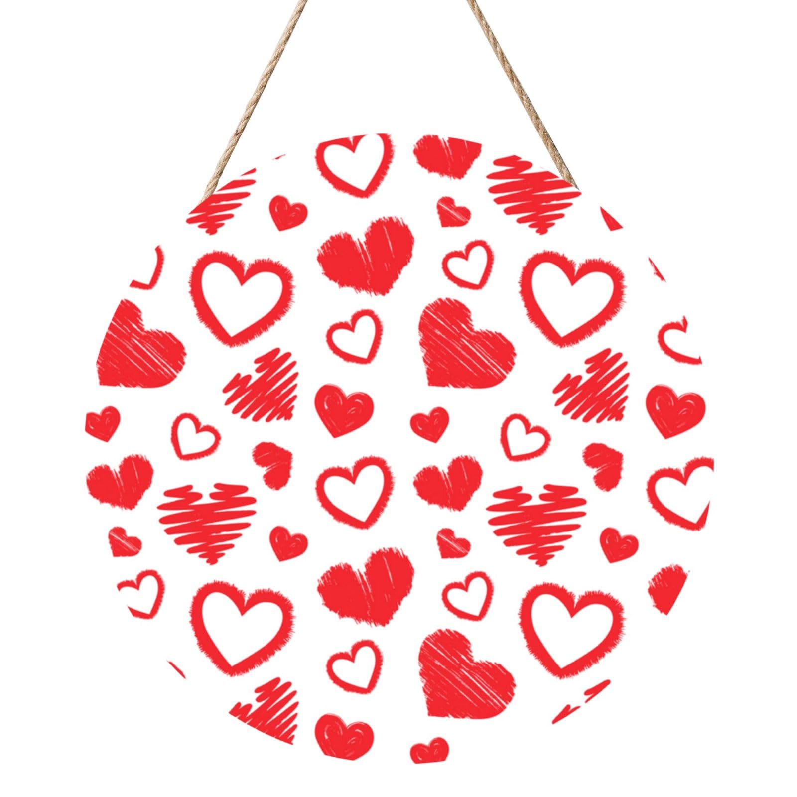 InOmak Valentines Day Heart, Round Wood Panel Painting 12 in, Wall Hanging Painting For Home