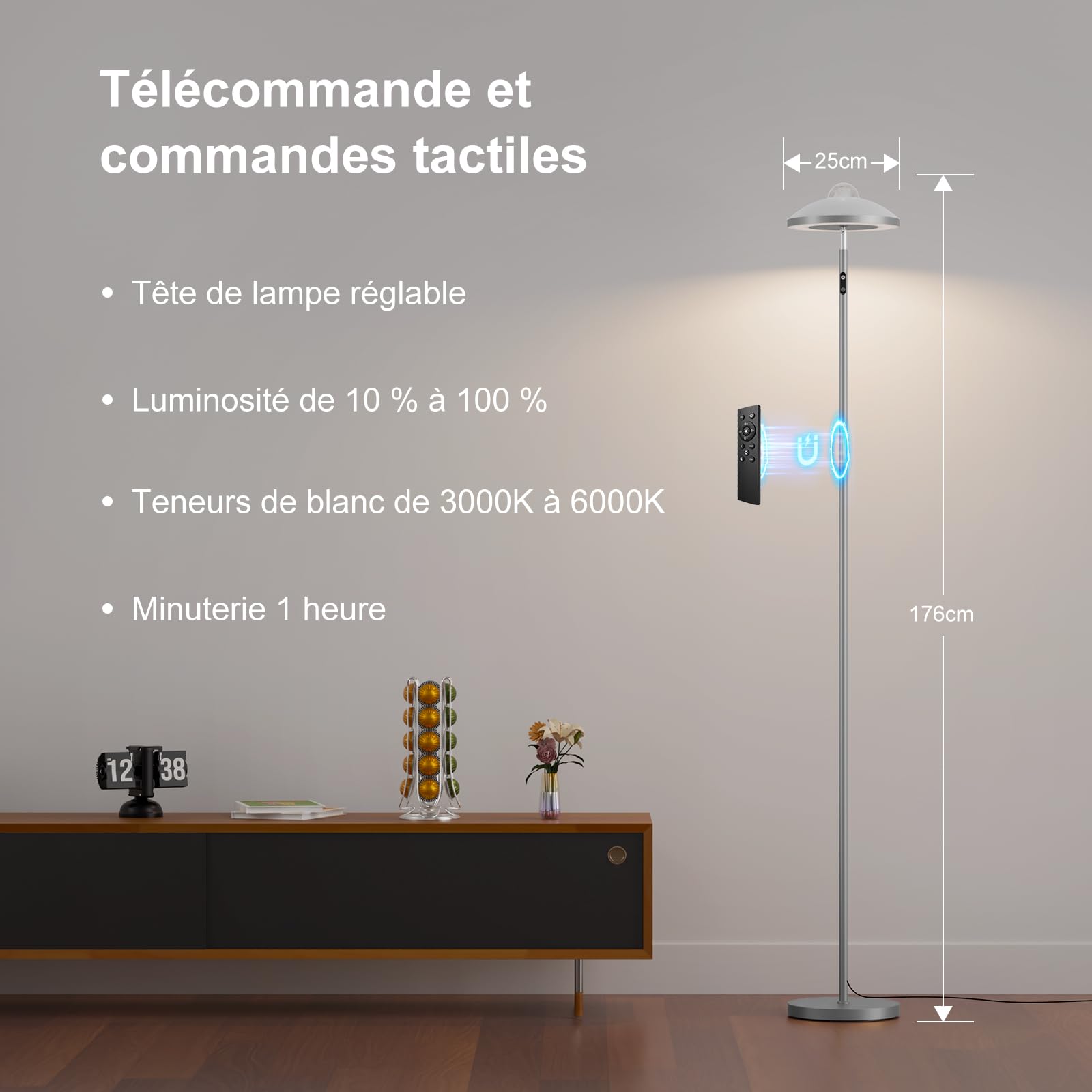 DUSKTEC Inteligentna Lampa PodłOgowa LED Do Salonu Z Pilotem | Projektor „GwieźDziste Niebo” I Lampa Do Czytania | Lampa PodłOgowa Z Funkcją śCiemniania I Timerem – Do Pokoju DziecięCego I Biura