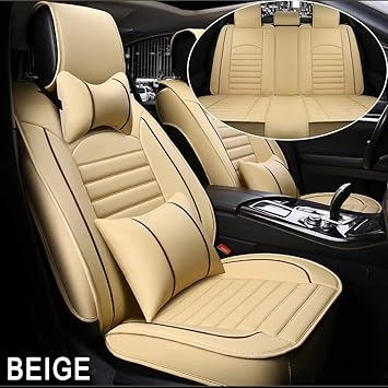 Amazon Com 汽車座椅套適用於bmw 全覆蓋汽車配件 防滑人造皮革汽車座椅套 正面 後座 米色 汽車
