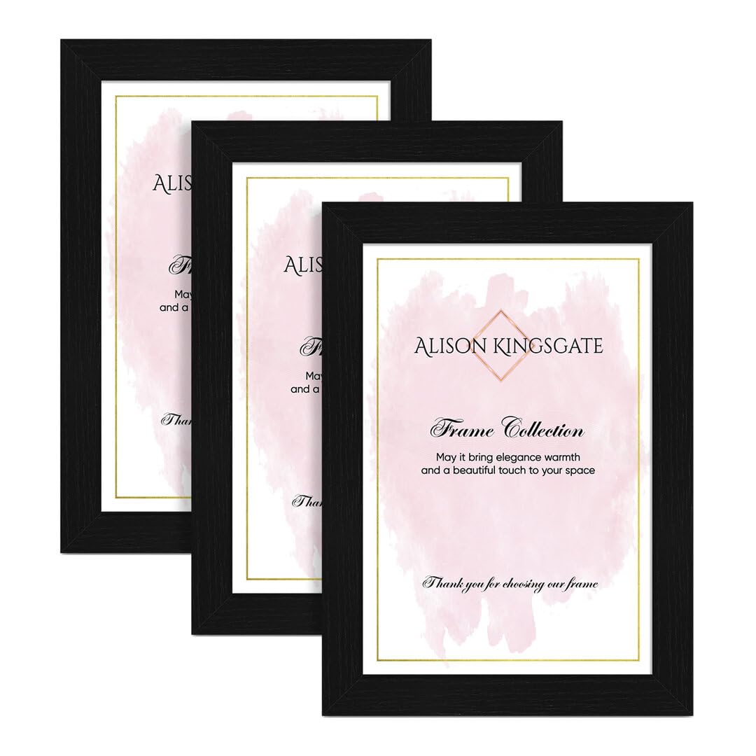 Alison Kingsgate 19X13 Black Modern Photo Frames Pack of 3 - Engineered Wood Picture Frame with Perspex Front - Ideal for Certificates - Wall Mount or Tabletop - Multiple Sizes & Colors — image 1