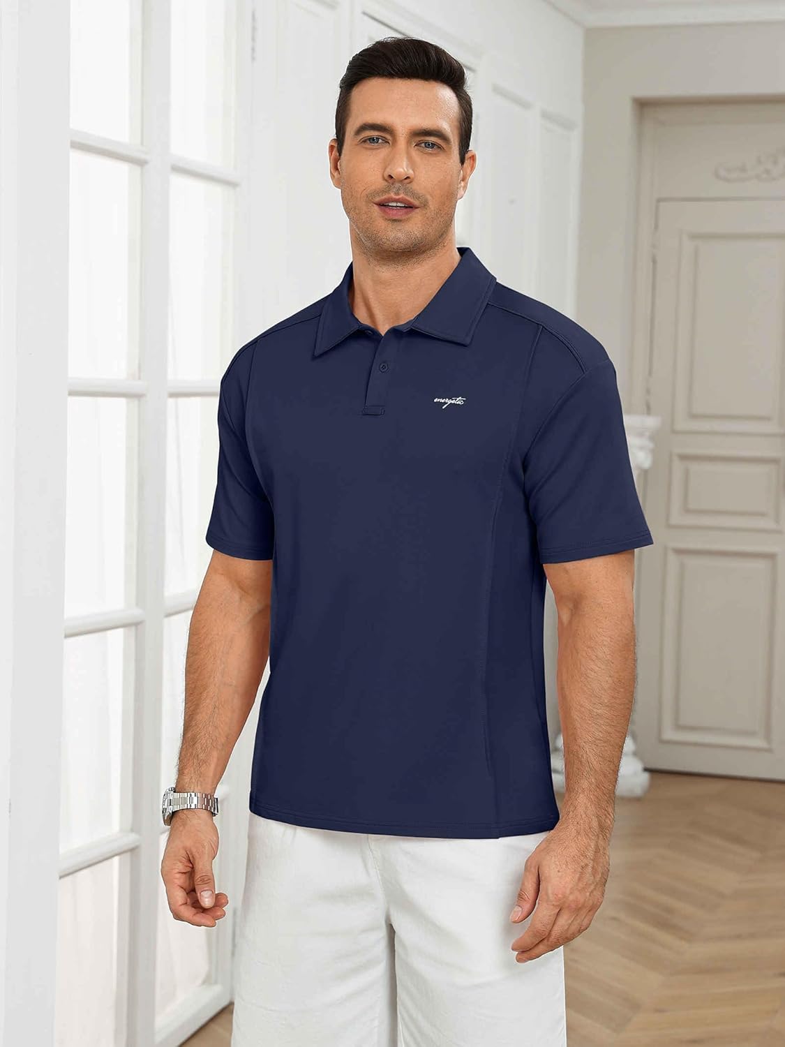 Lexiart Men's Golf Shirts Short Sleeve Loose Fit Moisture Wicking Polo Summer Fashion Casual M-3XL - Image 5