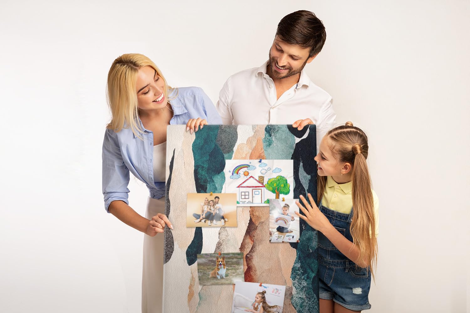 Lavagna in sughero orizzontale grande | pannello murale multifunzione per ufficio scuola casa | pianificazione progetti note foto e idee - 70x100 - colorato - Macchia di astrazione