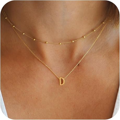 18k Gold Dainty Initial Necklace