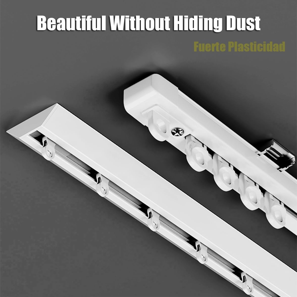 Self Adhesive Ceiling Curtain Track Ceiling Mount，No Drill, Screws 3.6FT 9.5FT 13.8FT Adhesive Curtain Rod (Non-Flexible)(Black,2.6ft)