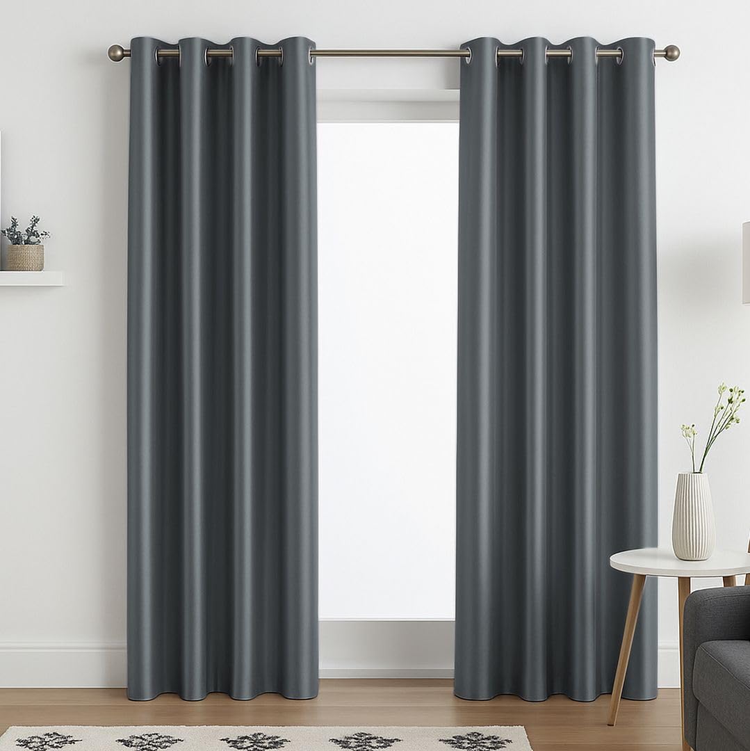 John Aird Luxury Faux Silk Fully Lined Eyelet Curtains (Grey, 117cm Width x 183cm Drop (46"x 72")